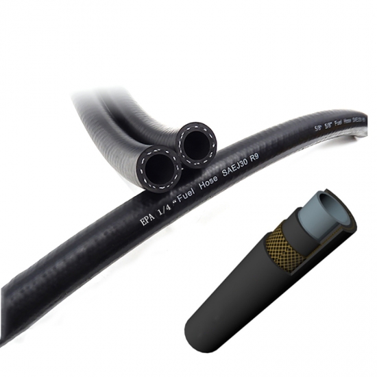 Automotive Braided four layers  SAE J30 R9 DIN 73379 fuel injection system Fkm Eco rubber fuel hose